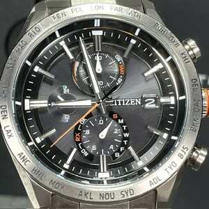 美品 CITIZEN ATTESA シチズン アテッサ ACT Line アクトライン AT8181-63E エコドライブ 腕時計 ソーラー電波 チタン クロノグラフ