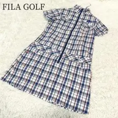 【フィラゴルフ/FILA】【M】半袖　ジップアップワンピース　チェック　GOLF