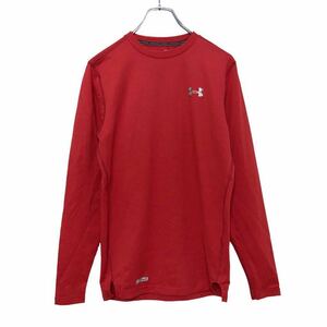 UNDER ARMOUR 長袖 プリント Tシャツ S レッド ライトグレー アンダーアーマー クールギア ロンT 古着卸 アメリカ仕入 a510-6056