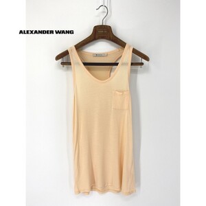 A6728/美品 春夏 ALEXANDER WANGアレキサンダーワン レーヨン ポケット ノースリーブ チュニック カットソー TシャツXSオレンジ/レディース