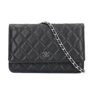 シャネル マトラッセ ショルダーバッグ キャビアスキン A33814 ブラック レディース CHANEL 中古