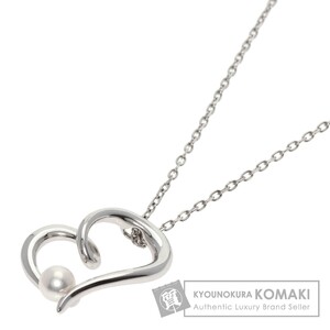 MIKIMOTO ミキモト パール 真珠 ハートモチーフ ネックレス K18ホワイトゴールド レディース 中古