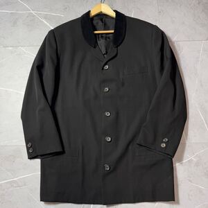 【80s丸文字タグ!!極美品!!】ヨウジヤマモトプールオム YOHJI YAMAMOTO POUR HOMME 襟コーデュロイ切替ジャケット　ウールギャバ 5B 黒