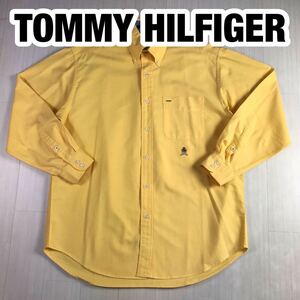 TOMMY HILFIGER トミー ヒルフィガー 長袖シャツ M イエロー オールドタグ 刺繍ロゴ フラッグタグ