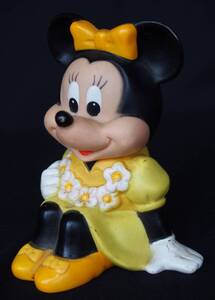 【当時もの・稀少・非売品】ミニー ソフビ貯金箱★DISNEY/ディズニー 三菱銀行★全長１０cm　企業物貯金箱・マスコット