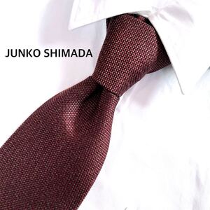 美品 ジュンコシマダ JUNKO SHIMADA 無地 ワインレッド ネクタイ シルク レギュラータイ ビジネス カジュアル フォーマル 日本製