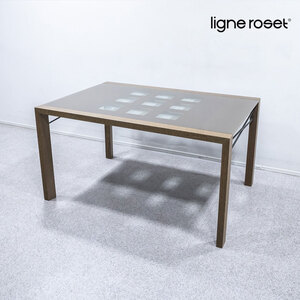 【中古品】ligne roset リーン ロゼ ROSETExtensia ロゼエクステンシア ダイニング テーブル ガラス天板 伸長式 定価40万【配送要確認】