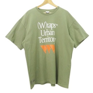 ダブルタップス WTAPS 23SS Tシャツ 231ATDT-STM04S トップス カットソー ロゴプリント 半袖 3 約L-XL カーキ メンズ