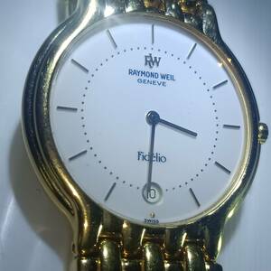 Raymond Weil Geneva Fidelio 4802 18K Gold Electroplated Mens Watch Vintage Date