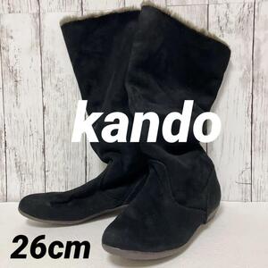 【kando】ムートンブーツ【3L/26cm】ブラック　ふわふわ　暖かい