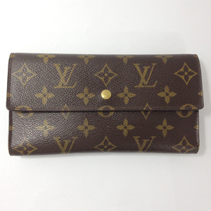 【中古】LOUIS VUITTON ルイヴィトン モノグラム ポルトフォイユ・インターナショナル M61217 フラップ 三つ折り長財布 ブラウン 茶