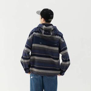 希少★新品本物【紺4】MOLE HOODED STRIPE LS SHIRT 巨大カシャロット モールストライプシャツ 正規品 ディセンダント 入手困難 DESCENDANT