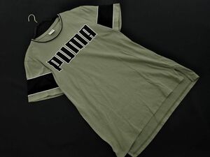 ネコポスOK PUMA プーマ メッシュ 切替 ロゴ Tシャツ sizeM/カーキ ■◆ ☆ eea9 メンズ