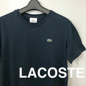 ラコステ LACOSTE Ｖネック Ｔシャツ メンズ ネイビー系色 サイズ2 半袖 ファッション 衣類 ♭◇