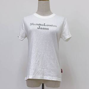 S1911 MICHIKO LONDON JEANS レディース Tシャツ 半袖 人気 M 白 上品 キュート シンプルデイリーカジュアル 薄手 ロゴプリント