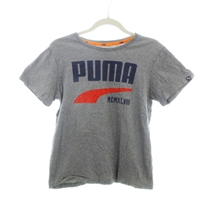 プーマ PUMA Tシャツ カットソー 半袖 ラウンドネック 薄手 プリント 150 グレー トップス /PI キッズ