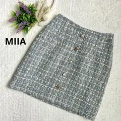 【送料無料♬.*゜】MIIA/ツイード /台形ミニスカート ビジュー付き