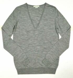 良品「JOHN SMEDLEY」エクストラファインメリノウール100% ハイゲージ Vネックセーター SIZE:S イングランド製