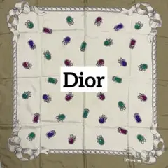 ★Christian Dior★ スカーフ 大判 リボン ビジュー ベージュ