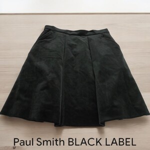 Paul Smith BLACK LABEL / ポール・スミス ベロア調 フレアスカート ひざ丈 ブラック 38サイズ 秋冬 綺麗 I-4626