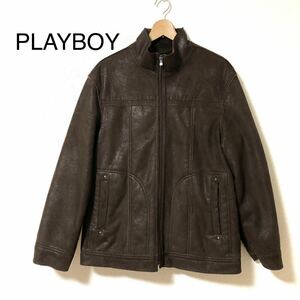 PLAYBOY プレイボーイ　フェイクレザー　ジャケット　裏地ボア　スエード調