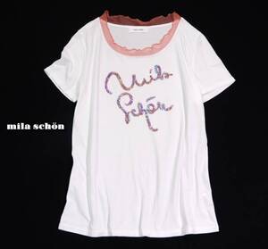 ミラショーン mila schon 可愛い スパンコールロゴ Tシャツ カットソー 42