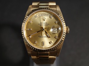 美品 ROLEX ロレックス デイデイト 18238 S番 K18YG 金無垢 10P ダイヤ 腕時計 メンズ 自動巻 フルコマ フル駒 