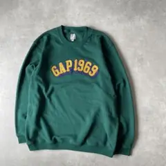 11420 Gap パイルロゴ 裏起毛 スウェット 緑色