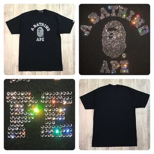 スワロフスキー カレッジロゴ Tシャツ Lサイズ a bathing ape BAPE swarovski ラインストーン エイプ ベイプ アベイシングエイプ NIGO w35