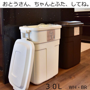 ゴミ箱 ふた付き 30L 日本製 完成品 ブラウン ホワイト幅39 奥行27 高さ48.6cm 完成品