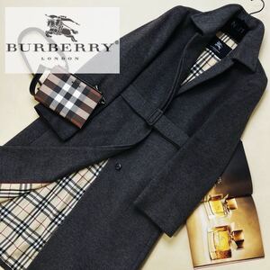 h17 極美◎最高峰アンゴラの極み　参考価格25万●BURBERRY LONDON●イタリア製生地〜ロングトレンチコート バーバリーコート M