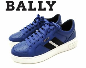 12万新品◆BALLY◆8H=26.5cm◆黒×白バリーストライプ レザースニーカー『MOONY』青 1円