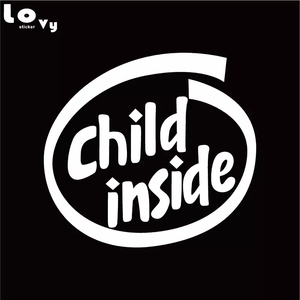 child inside/幼児乗ってますカッティングステッカー/ホワイト/12.8㎝×11.7㎝/4/1905489