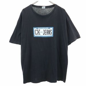 カルバンクラインジーンズ 90s USA製 オールド 半袖 Tシャツ L/XL ブラック Calvin klein Jeans メンズ