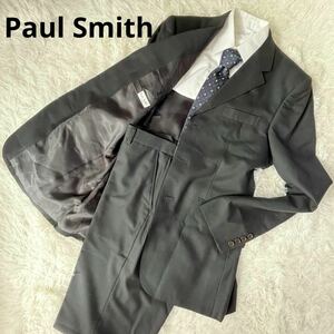 １円～★美品★ Paul Smith ポールスミス シングルスーツ総裏　上下セットアップメンズサイズ　XL　ブラック紳士服　ウール