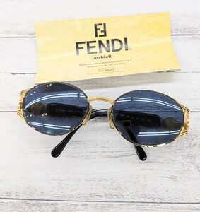 FENDI サングラス メガネ ヴィンテージ 金メッキ ゴールド ロゴ FS 261 Col201 OLD VINTAGE 56□18 125 イタリア製