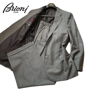 Brioni ブリオーニ スーツ シングル テーラードジャケット 2ボタン ウール チャコールグレー ネーム入り 純正ハンガー size50