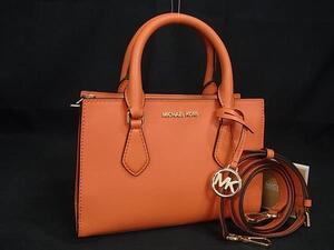 1円■新品■未使用■ MICHAEL KORS マイケルコース レザー 2WAY ハンドバッグ トート ショルダー 斜め掛け レディース オレンジ系 BM3877