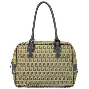 本物 フェンディ FENDI ズッキーノ ハンドバッグ ショルダーバッグ キャンバス ベージュ ブラウン 8BN005