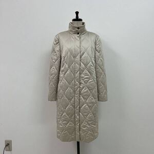 Les Copains レ コパン キルティング コート サイズ 46 オフホワイト 系 総柄 花柄 ロング 丈 COAT