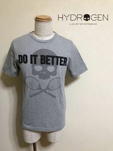 【新品】 HYDROGEN ハイドロゲン ビッグロゴ スカル テニス クルーネック Tシャツ トップス グレー サイズM 半袖 灰色 T00090