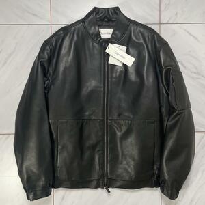 新品 Calvin Klein LAMB NAPPA HERO BOMB カルバンクライン ラム ナッパレザー ダウン ボンバー ジャケット ブルゾン ブラック 黒 XL相当