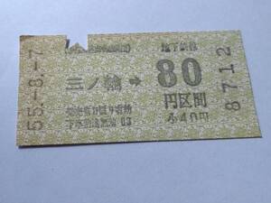 乗車券 帝都高速度交通営団 地下鉄線 三ノ輪 80円区間 昭和55年8月7日 鉄道 切符 昭和レトロ 古い切符