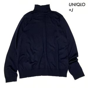 【送料無料】UNIQLO ユニクロ★+J エクストラファインメリノタートルネックセーター 長袖 ネイビー 紺 レディース