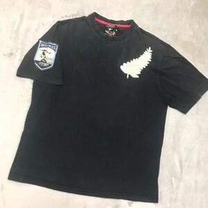 激レア古着！ALL BLACKS オールブラックス ラグビー ビッグ刺繍 Ｔシャツ 半袖 黒ブラック Ｓサイズ