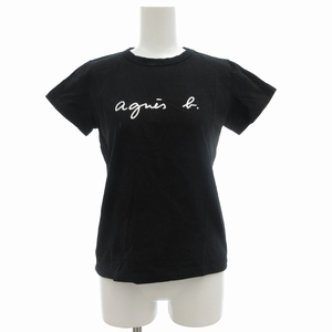 アニエスベー agnes b. Tシャツ カットソー 半袖 プリントロゴ 黒 ブラック 2653S137 /SS 1002 レディース