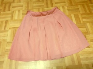 y3245★UNIQLO★シフォンフレアミニスカート★サーモンピンク★W58