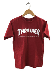 THRASHER◆USA製/Tシャツ/S/コットン/ボルドー/裾ホツレ有