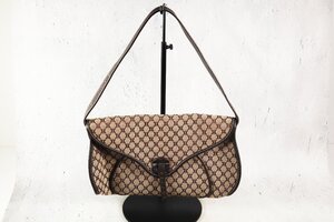 CELINE セリーヌ ハンドバッグ CE00/14 ベージュ系 ブラウン系 レザー マカダム柄 キャンバス レディース ポーチ バッグ