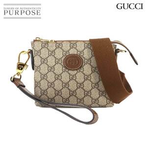 未使用 展示品 グッチ GUCCI インターロッキングG 2way クラッチ ショルダー バッグ GGスプリーム レザー ベージュ 723306 90241416